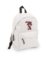 Zaino Bambino in Poliestere 600D 28x38x12 cm – Schienale Imbottito e Spallacci Regolabili - Design Ricamato Orsetto con Cuore