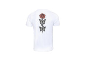 T-Shirt Unisex Ricamata sulla schiena 100% Cotone – Confortevole – Design rosa con foglie a farfalle