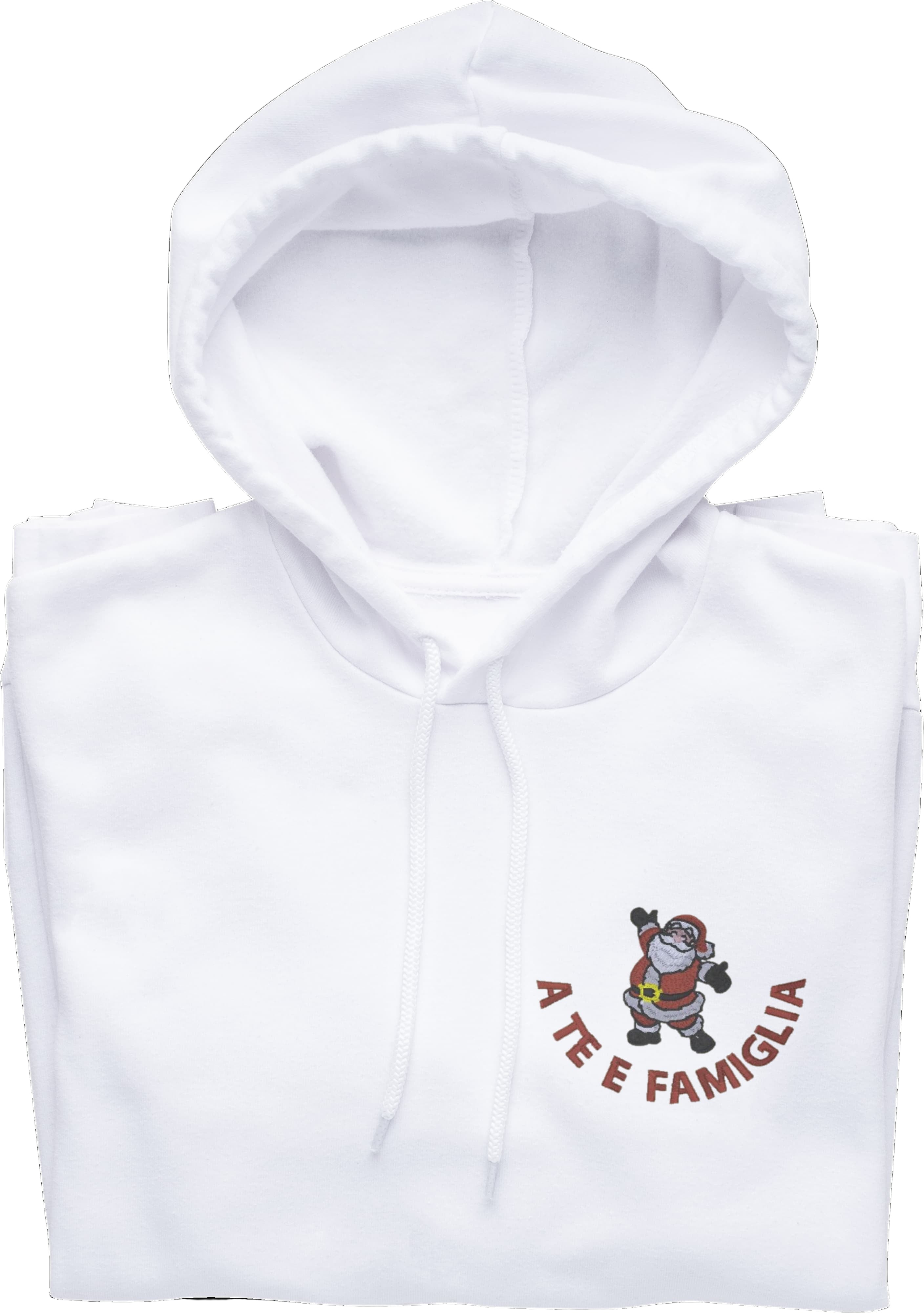 Felpa Ricamata Unisex – Morbida con Cappuccio e Tasca Frontale – Stile Streetwear – Happy Babbo Natale A te e famiglia