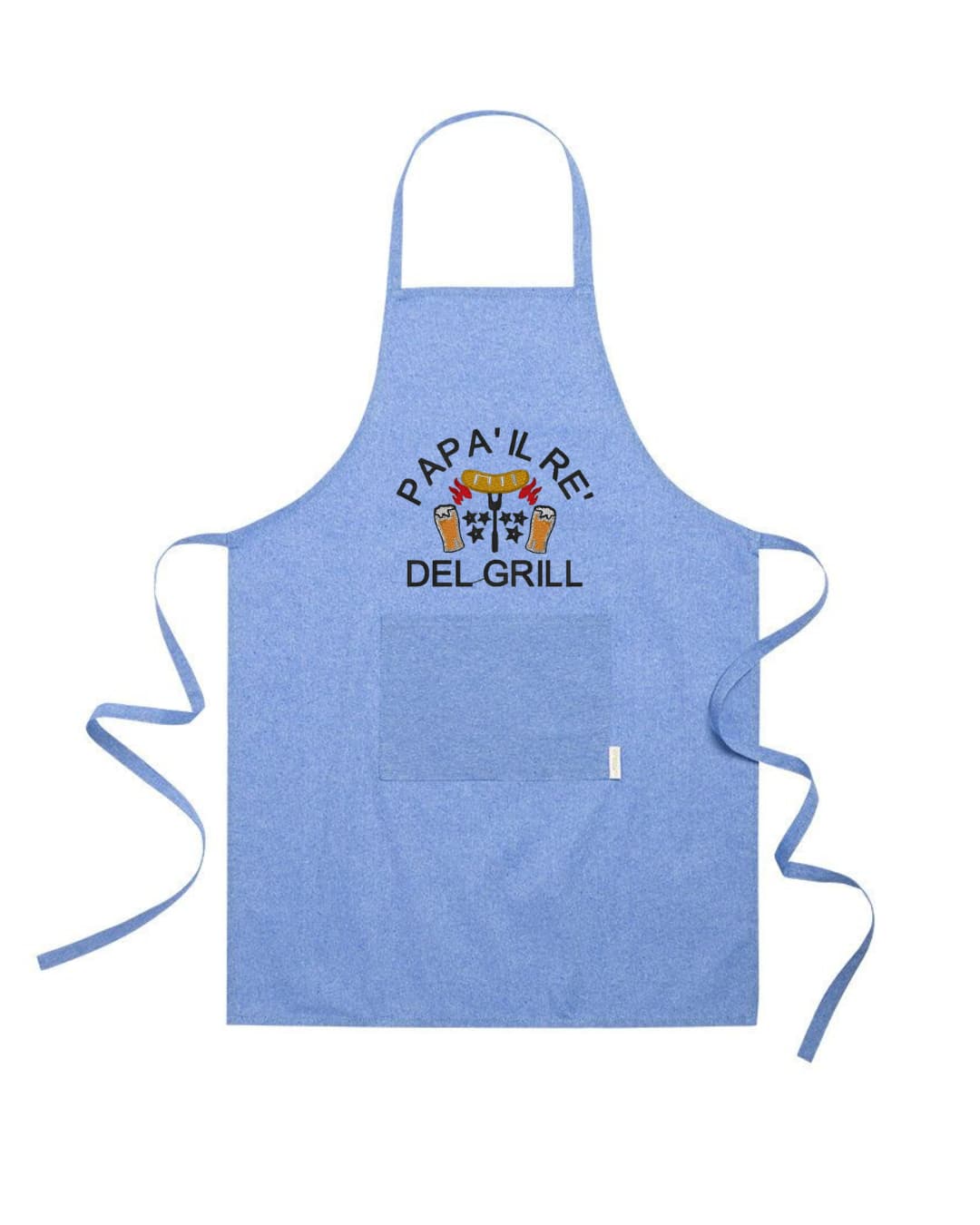 Grembiule in Cotone Riciclato o Poliestere e Cotone – Sostenibile e Pratico – Cucina e Lavoro – Design Ricamato Con scritta Papà il re del grill