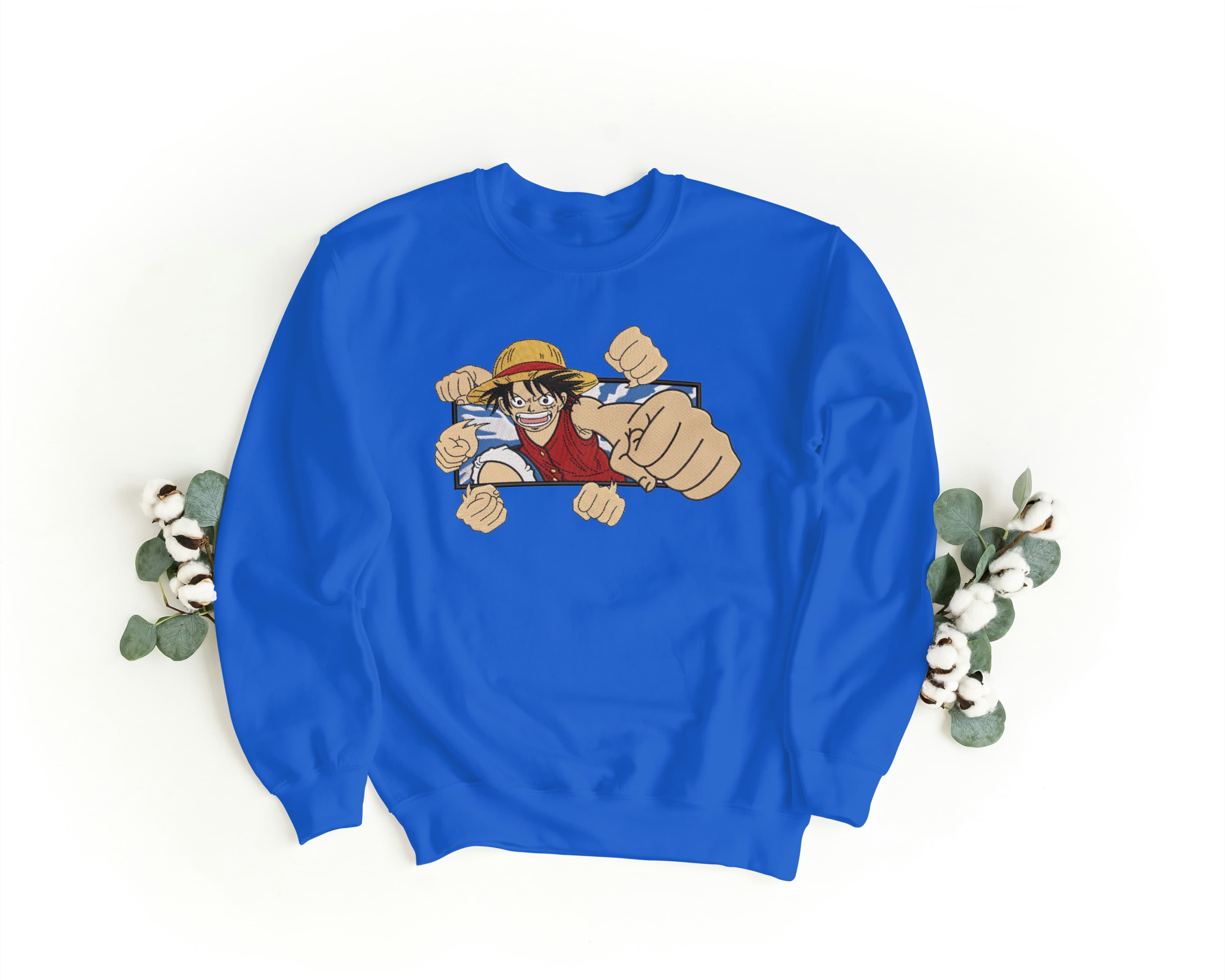 Felpa Ricamata Unisex – Morbida – Stile Streetwear – Luffy