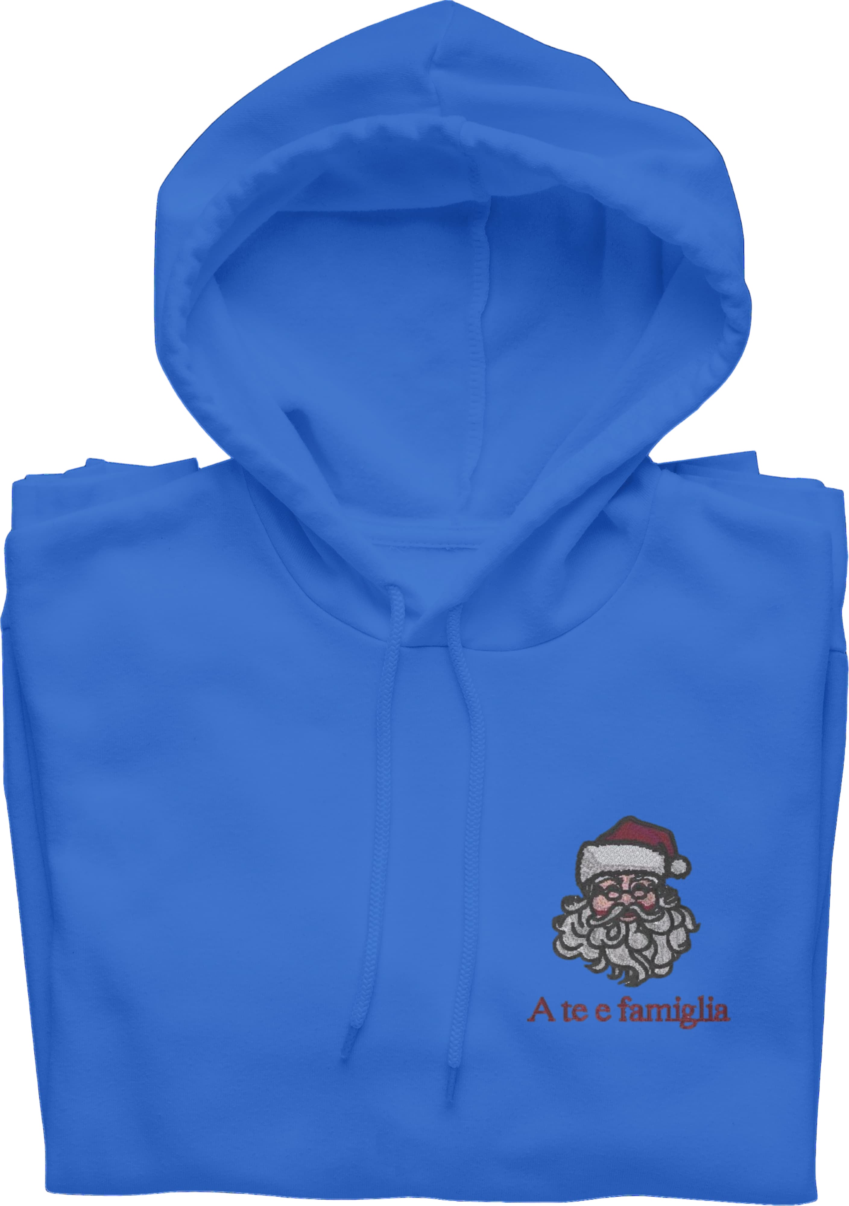 Felpa Ricamata Unisex – Morbida con Cappuccio e Tasca Frontale – Babbo Natale A te e famiglia
