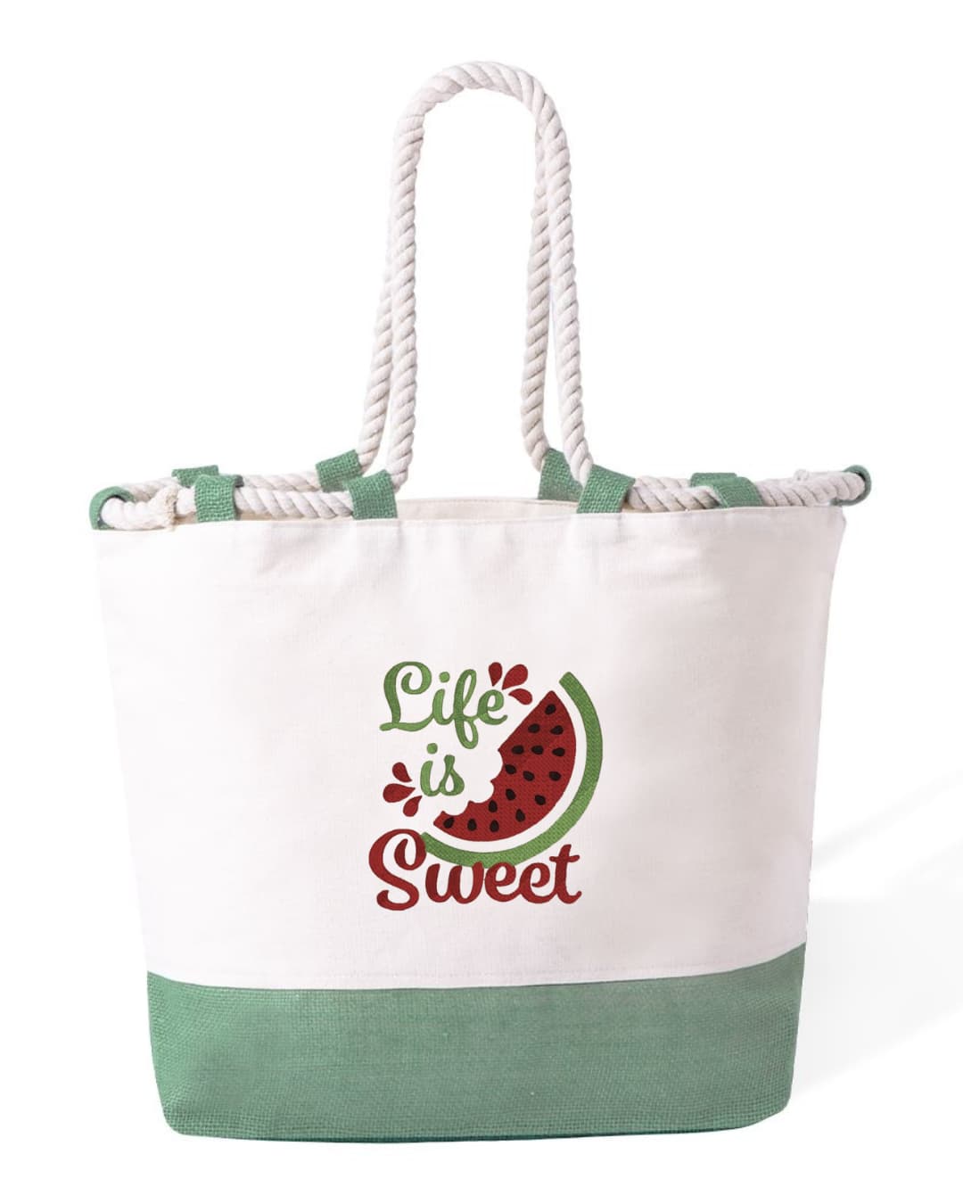 Borsa Mare in Cotone Resistente 280 g/m² – Manici Lunghi Rinforzati 50 cm – Design Ricamato Life in Sweet-Biiply