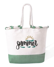 Borsa Mare in Cotone Resistente 280 g/m² – Manici Lunghi Rinforzati 50 cm – Design Ricamato Sole e onde-Biiply