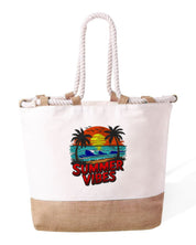 Borsa Mare in Cotone Resistente 280 g/m² – Manici Lunghi Rinforzati 50 cm – Design Ricamato Summer Vibes-Biiply