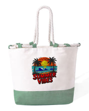 Borsa Mare in Cotone Resistente 280 g/m² – Manici Lunghi Rinforzati 50 cm – Design Ricamato Summer Vibes-Biiply