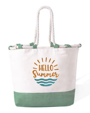 Borsa Mare in Cotone Resistente 280 g/m² – Manici Lunghi Rinforzati 50 cm – Design Ricamato con scritta hello hummer con sole e mare-Biiply