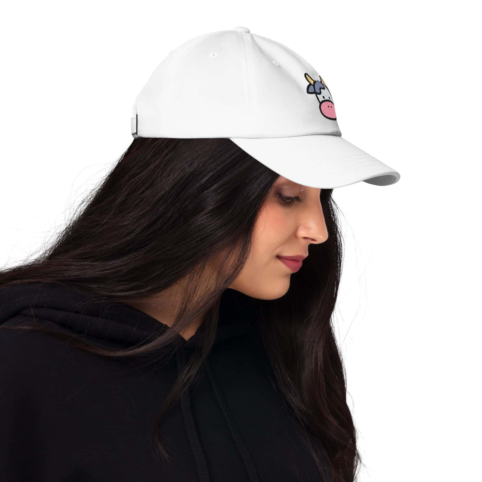 Cappellino Ricamato Unisex Da Baseball Regolabile – Design Faccia Mucca-Biiply