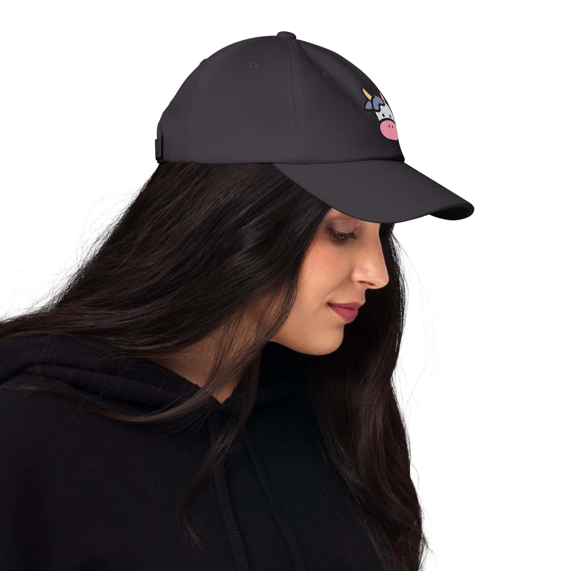 Cappellino Ricamato Unisex Da Baseball Regolabile – Design Faccia Mucca-Biiply
