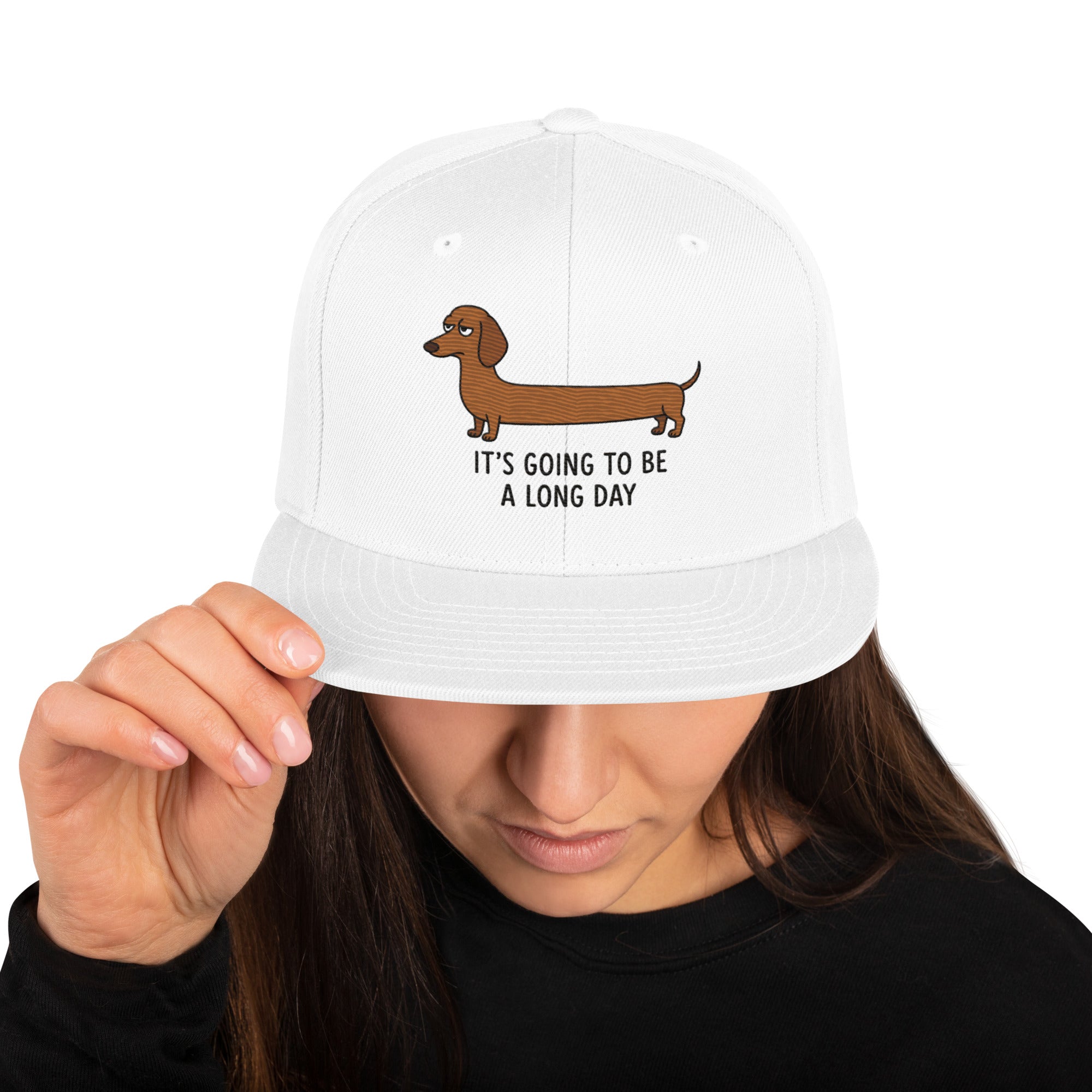 Cappellino Ricamato Unisex Snapback Regolabile – Design Bassotto It's a Long Day-Biiply