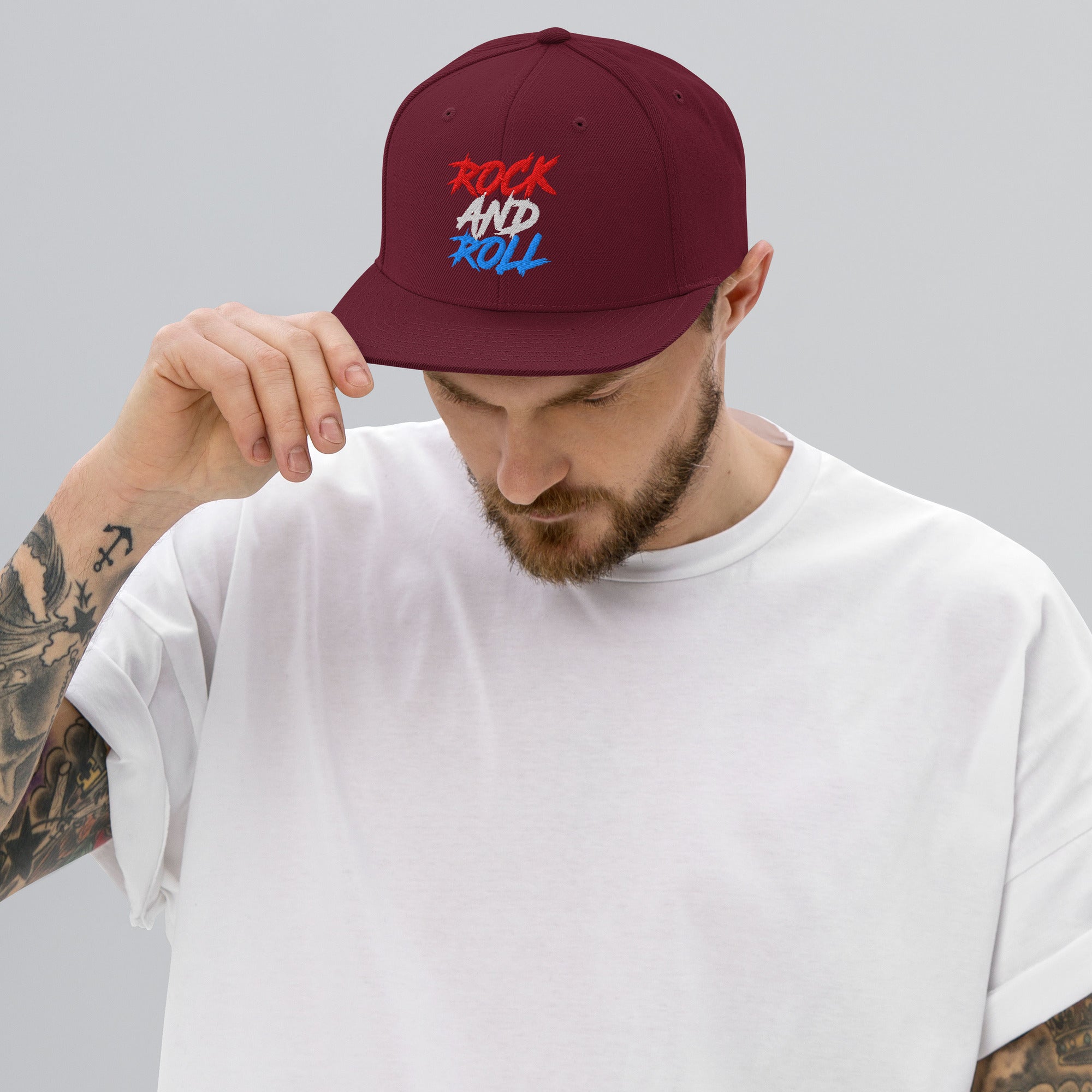 Cappellino Ricamato Unisex Snapback Regolabile – Design Rock And Roll-Biiply