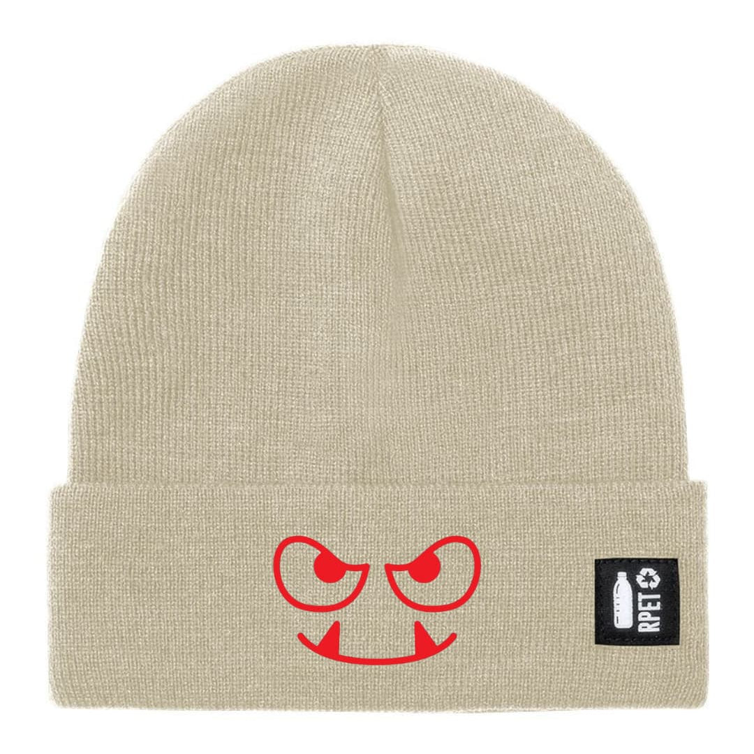 Cappello a Maglia in RPET Riciclato – Morbido e Caldo – Linea Sostenibile Naturaleine – Design Ricamato Monster Face-Biiply