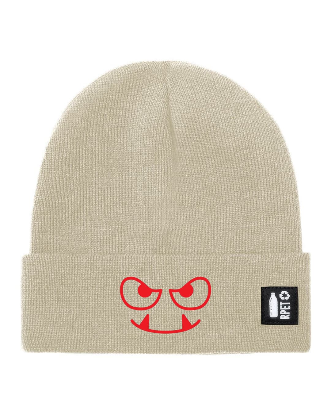 Cappello a Maglia in RPET Riciclato – Morbido e Caldo – Linea Sostenibile Naturaleine – Design Ricamato Monster Face-Biiply