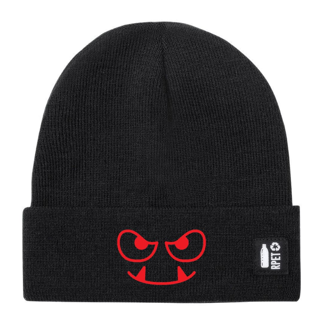 Cappello a Maglia in RPET Riciclato – Morbido e Caldo – Linea Sostenibile Naturaleine – Design Ricamato Monster Face-Biiply