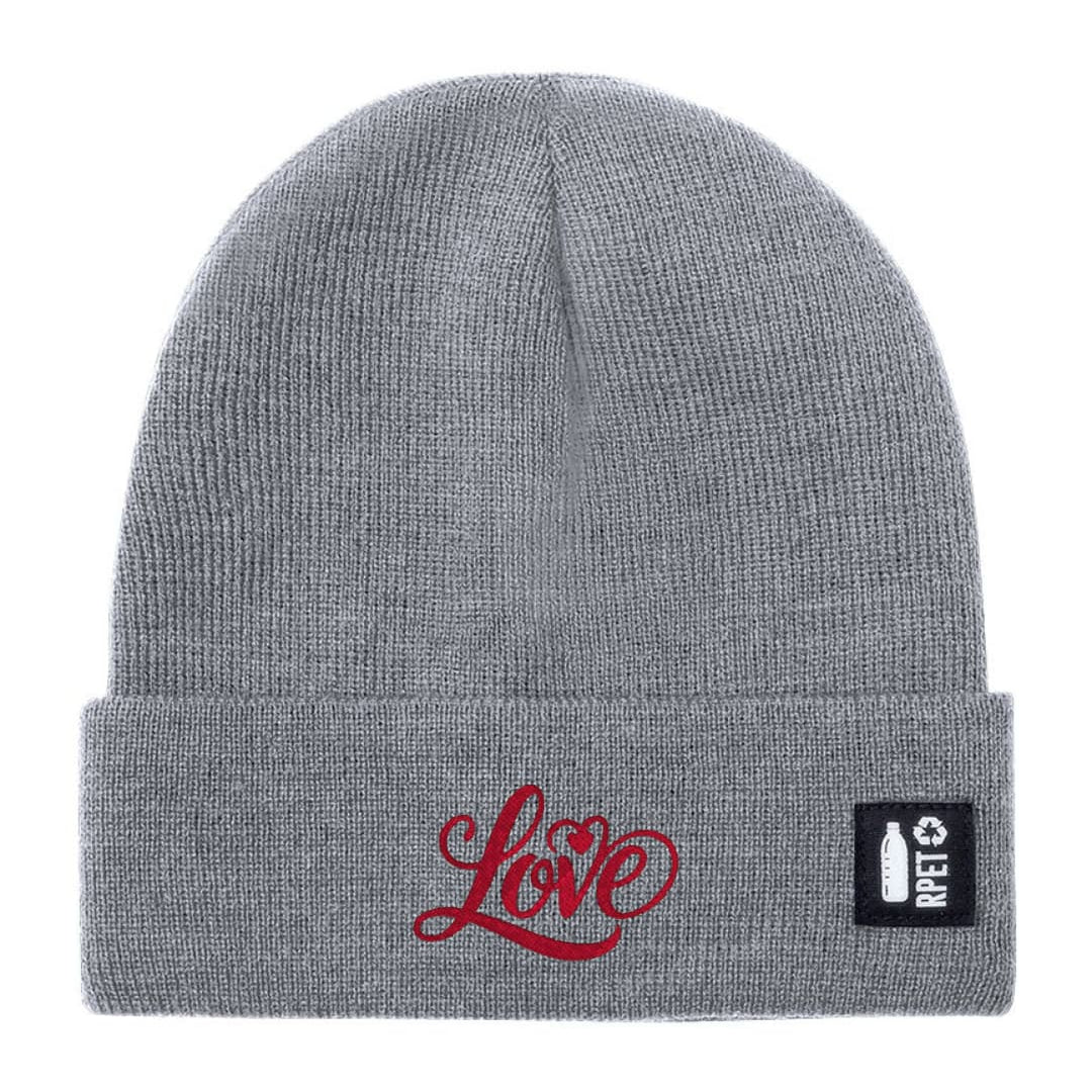 Cappello a Maglia in RPET Riciclato – Morbido e Caldo – Linea Sostenibile Naturaleine – Design Ricamato Scritta Love-Biiply