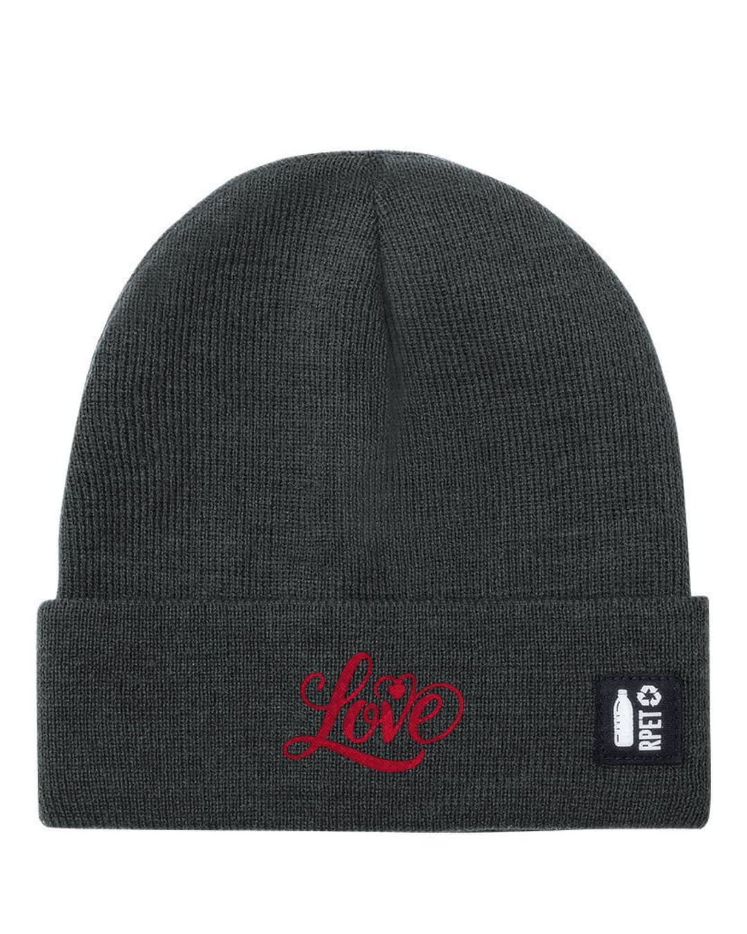 Cappello a Maglia in RPET Riciclato – Morbido e Caldo – Linea Sostenibile Naturaleine – Design Ricamato Scritta Love-Biiply