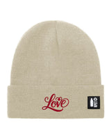 Cappello a Maglia in RPET Riciclato – Morbido e Caldo – Linea Sostenibile Naturaleine – Design Ricamato Scritta Love