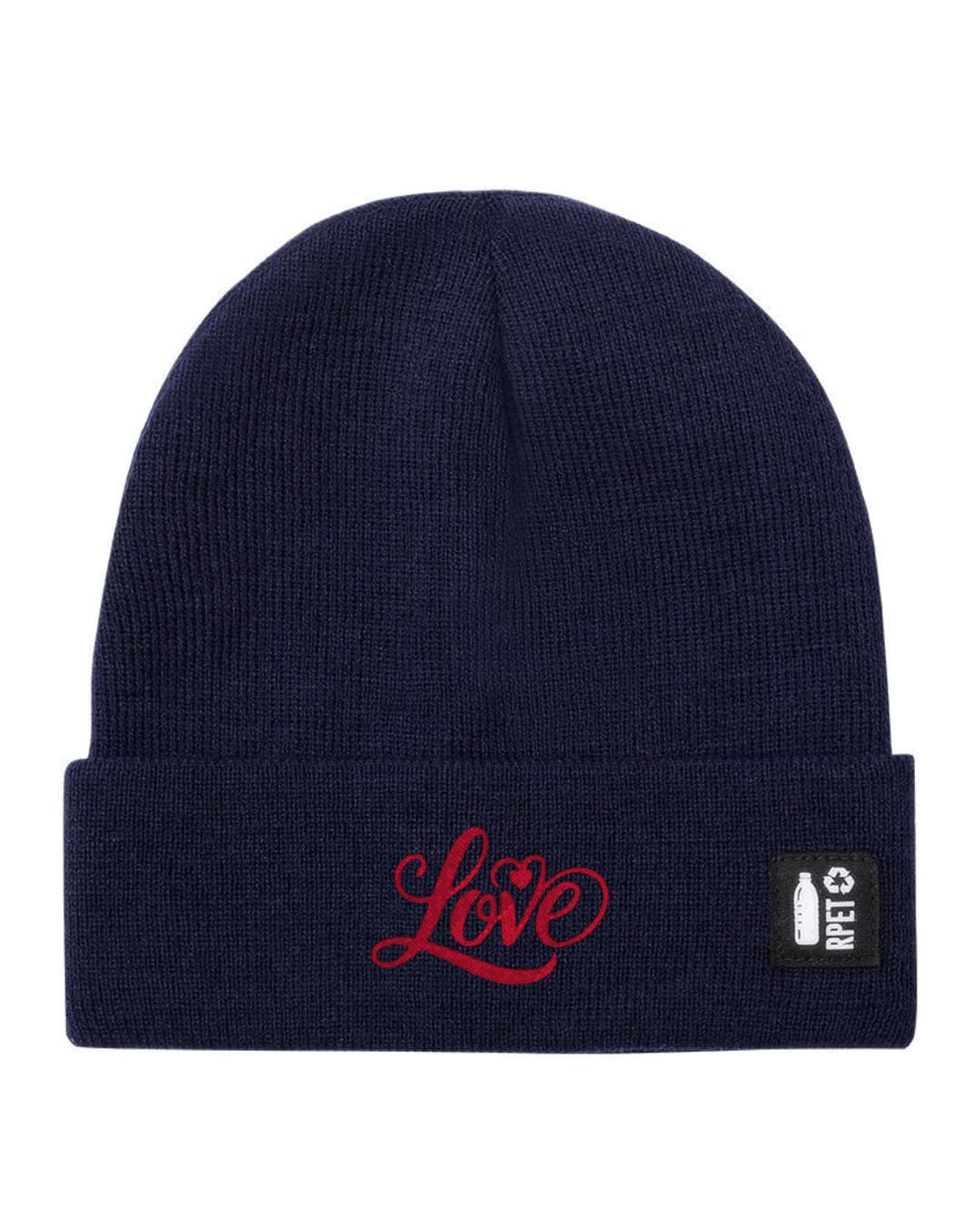 Cappello a Maglia in RPET Riciclato – Morbido e Caldo – Linea Sostenibile Naturaleine – Design Ricamato Scritta Love-Biiply