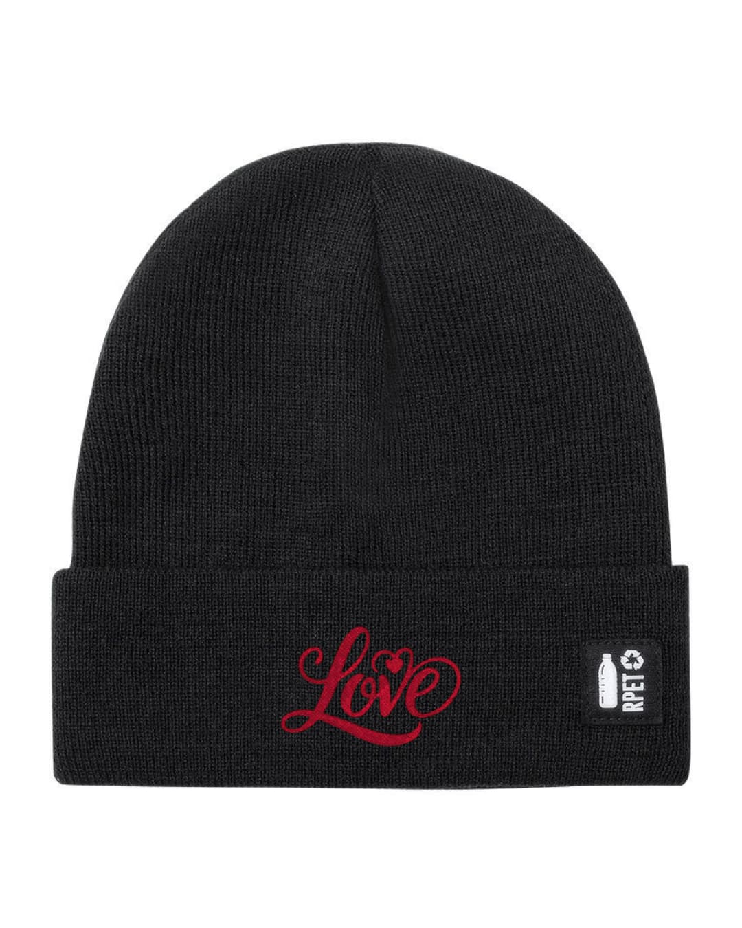 Cappello a Maglia in RPET Riciclato – Morbido e Caldo – Linea Sostenibile Naturaleine – Design Ricamato Scritta Love-Biiply