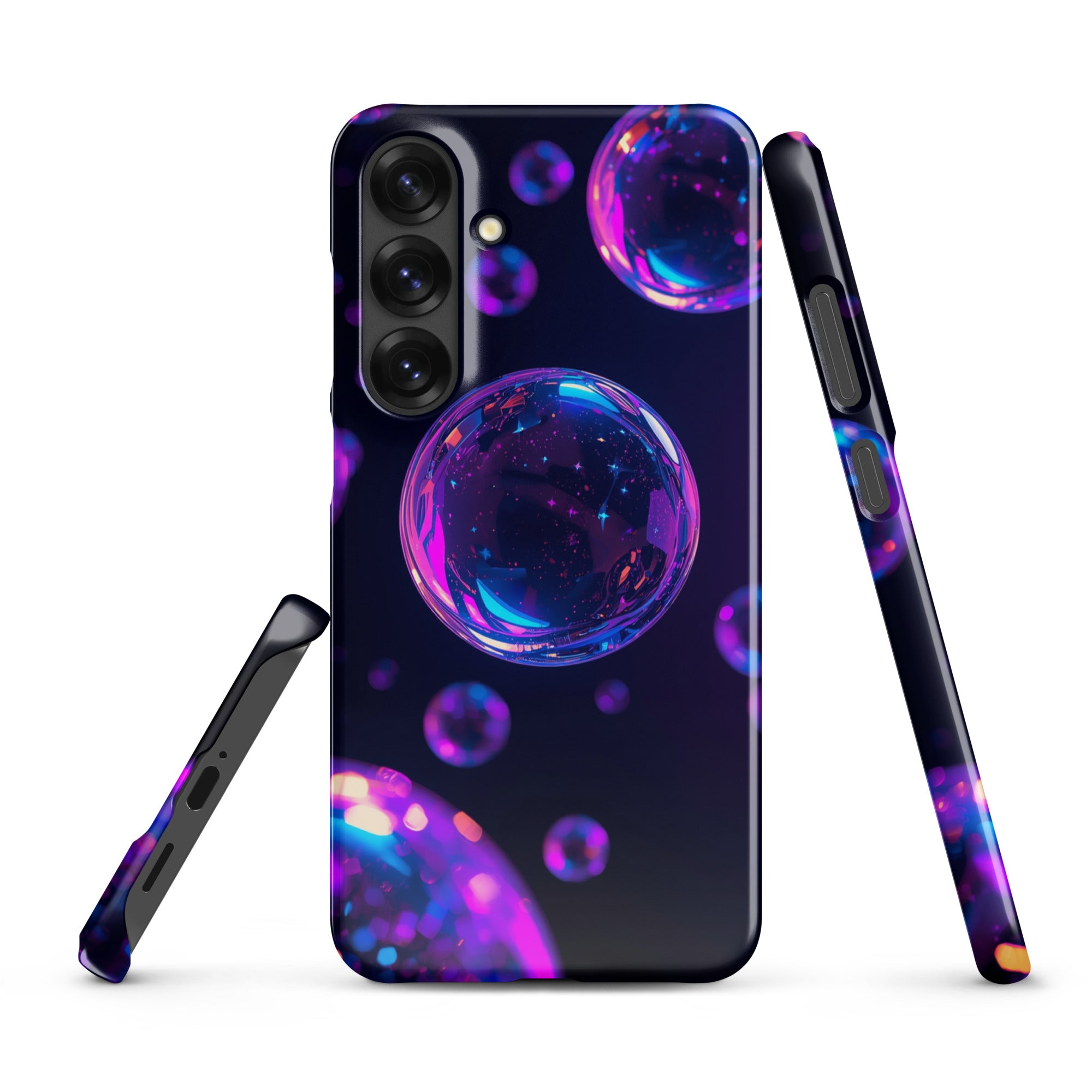 Cover Samsung Resistente – Compatibile con Ricarica Wireless – Design Bolle Viola-Biiply