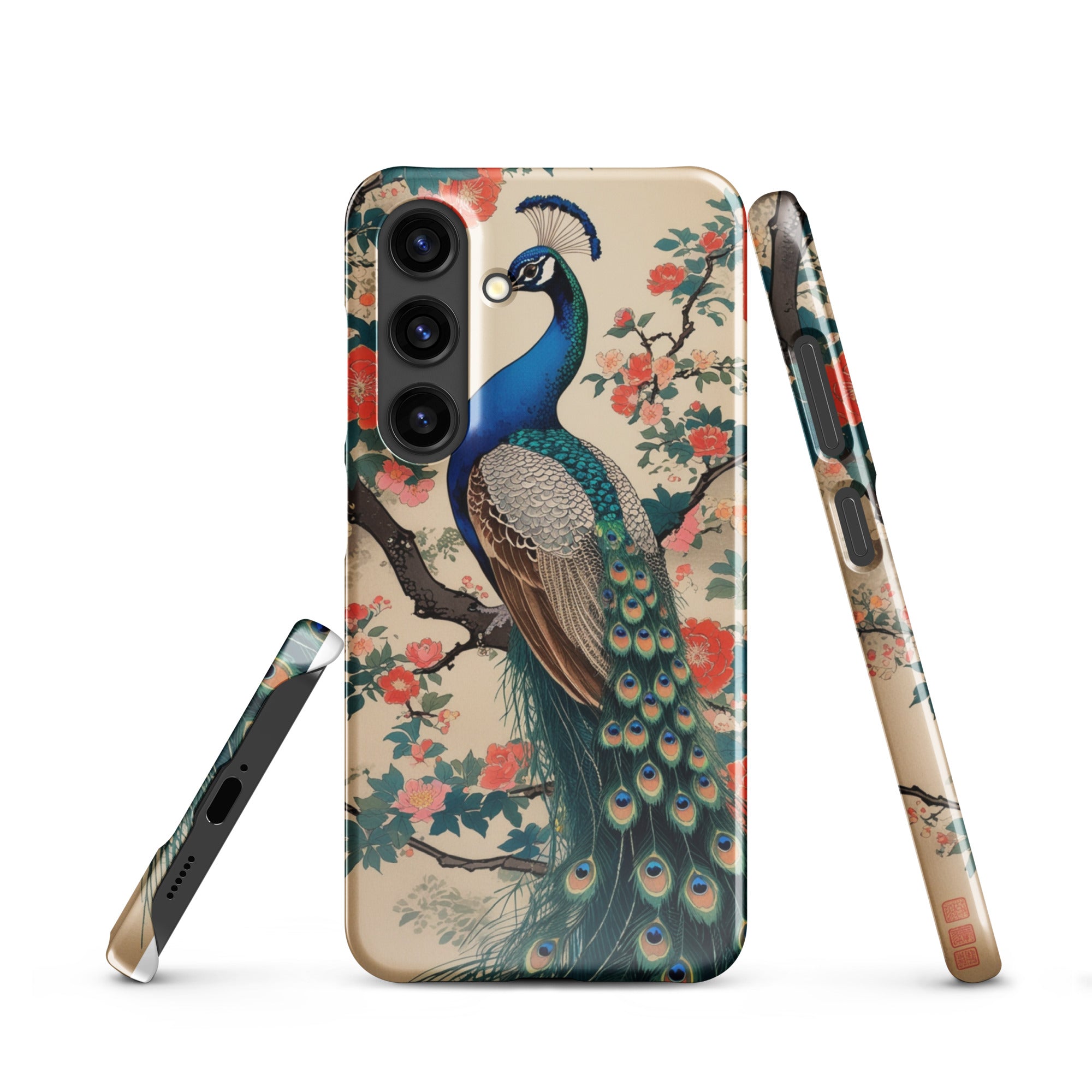 Cover Samsung Resistente – Compatibile con Ricarica Wireless – Design Pavone Giapponese-Biiply