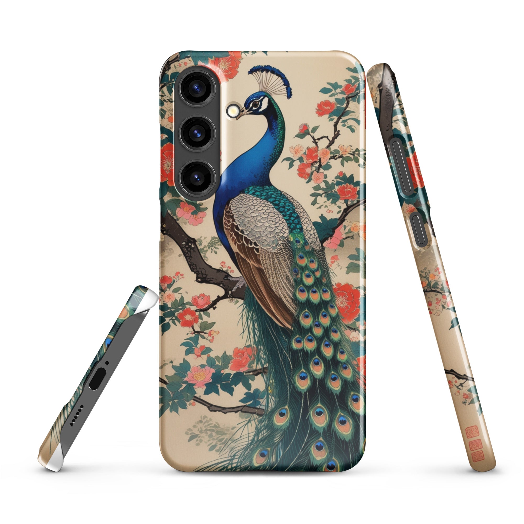 Cover Samsung Resistente – Compatibile con Ricarica Wireless – Design Pavone Giapponese-Biiply