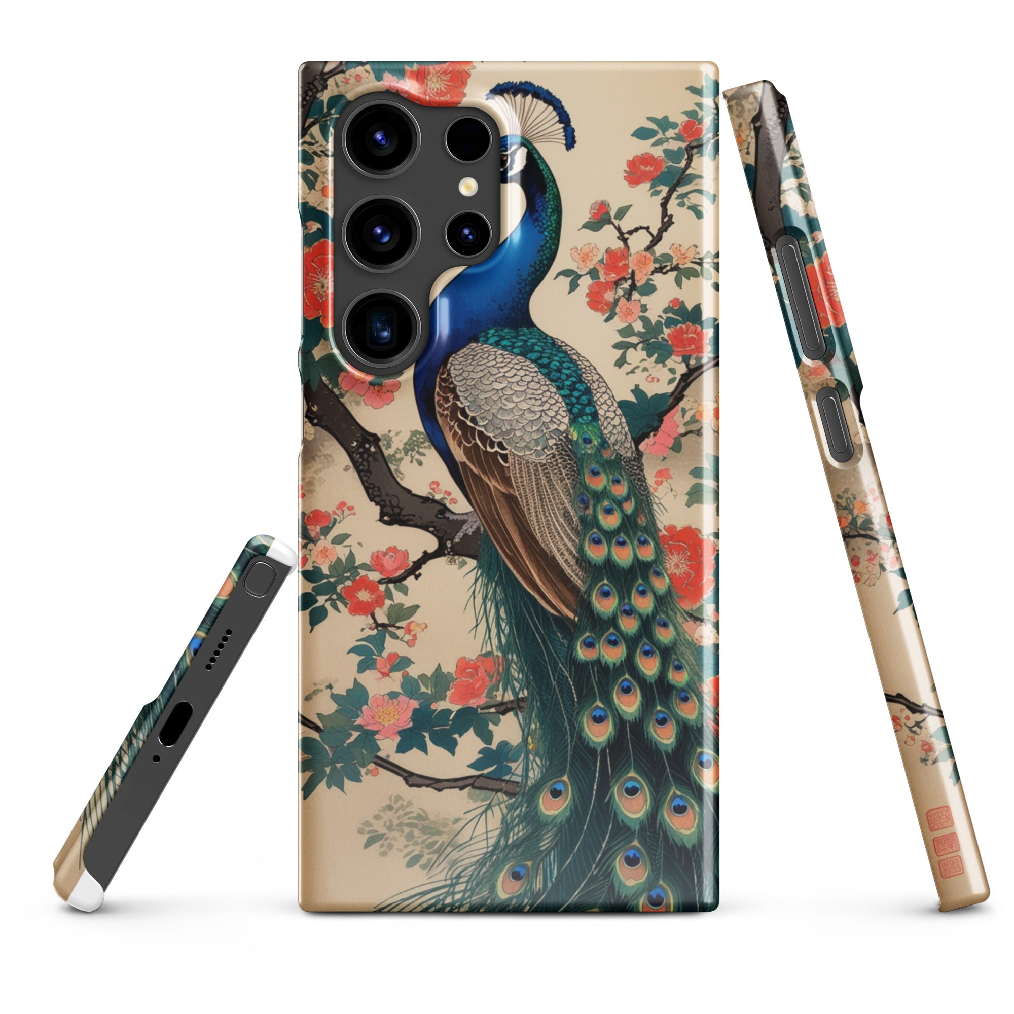 Cover Samsung Resistente – Compatibile con Ricarica Wireless – Design Pavone Giapponese-Biiply
