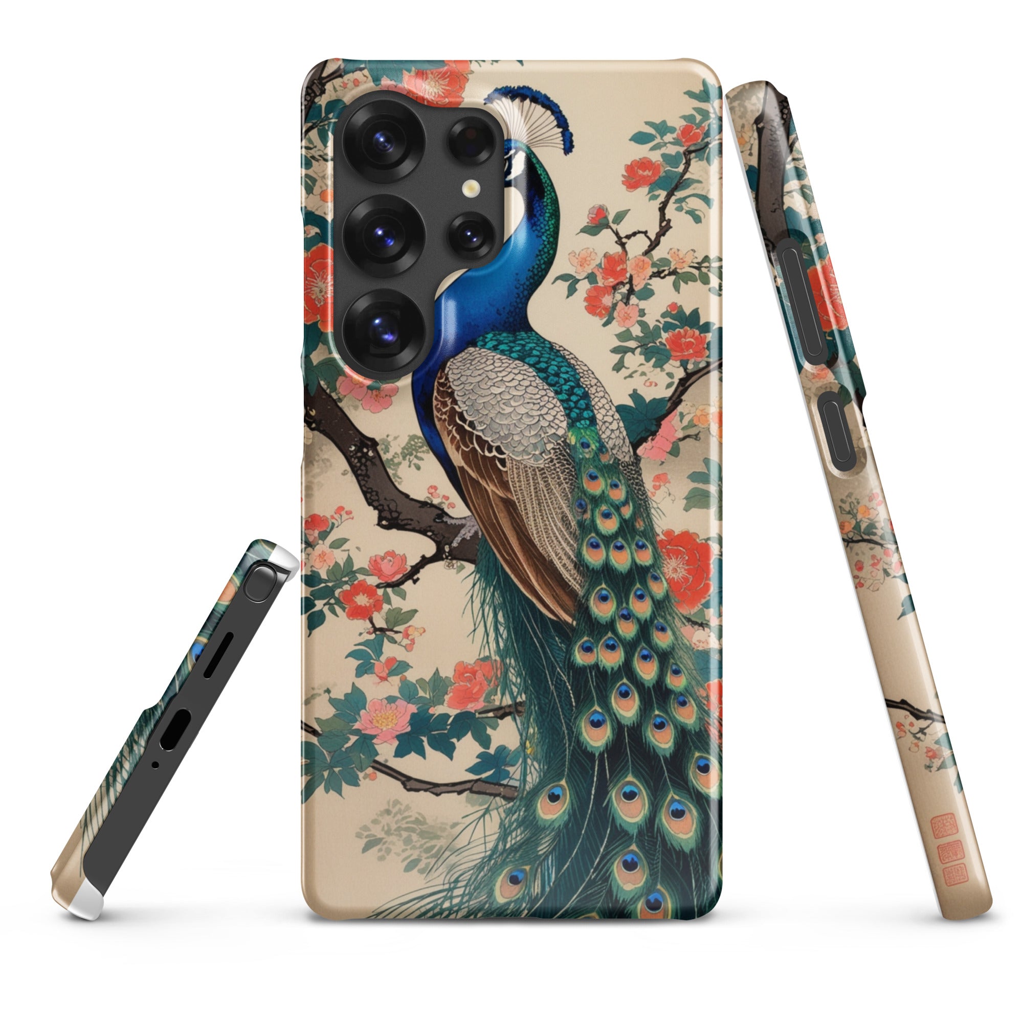 Cover Samsung Resistente – Compatibile con Ricarica Wireless – Design Pavone Giapponese-Biiply