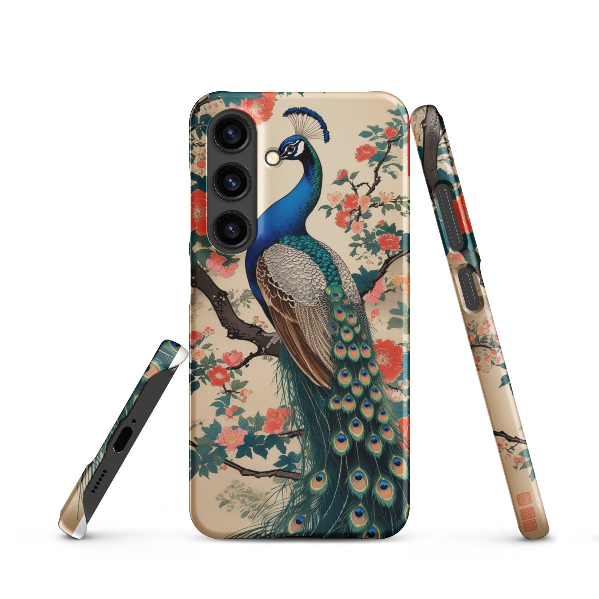 Cover Samsung Resistente – Compatibile con Ricarica Wireless – Design Pavone Giapponese-Biiply