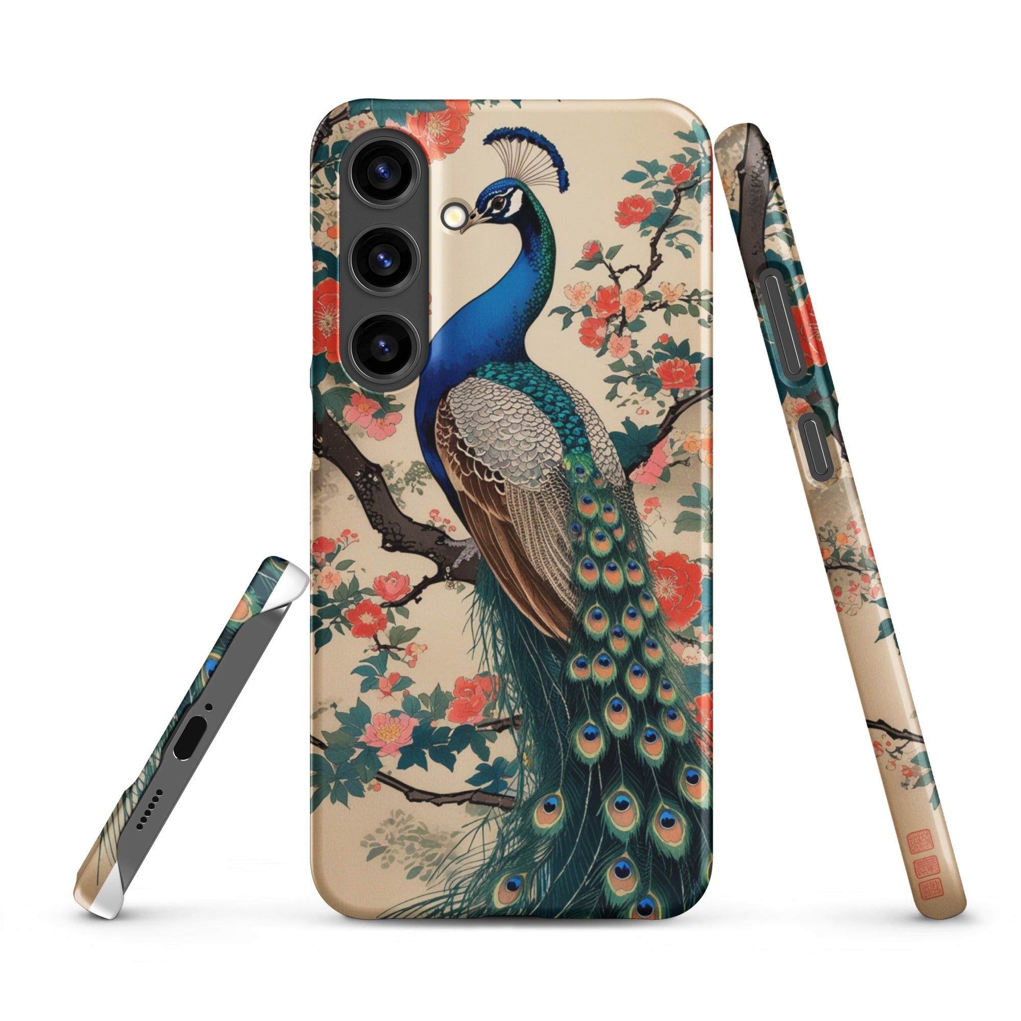 Cover Samsung Resistente – Compatibile con Ricarica Wireless – Design Pavone Giapponese-Biiply