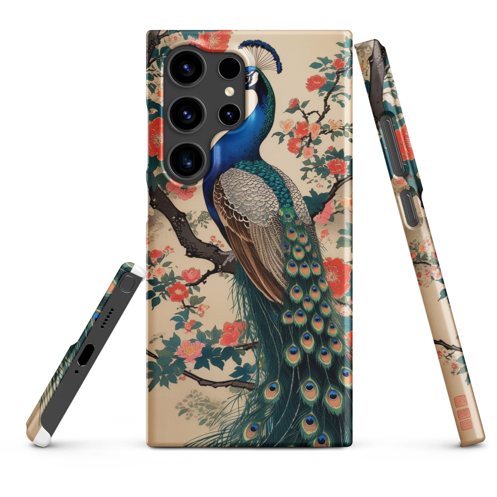 Cover Samsung Resistente – Compatibile con Ricarica Wireless – Design Pavone Giapponese-Biiply