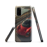 Funda resistente para Samsung – Compatible con carga inalámbrica – Diseño de supercarro rojo