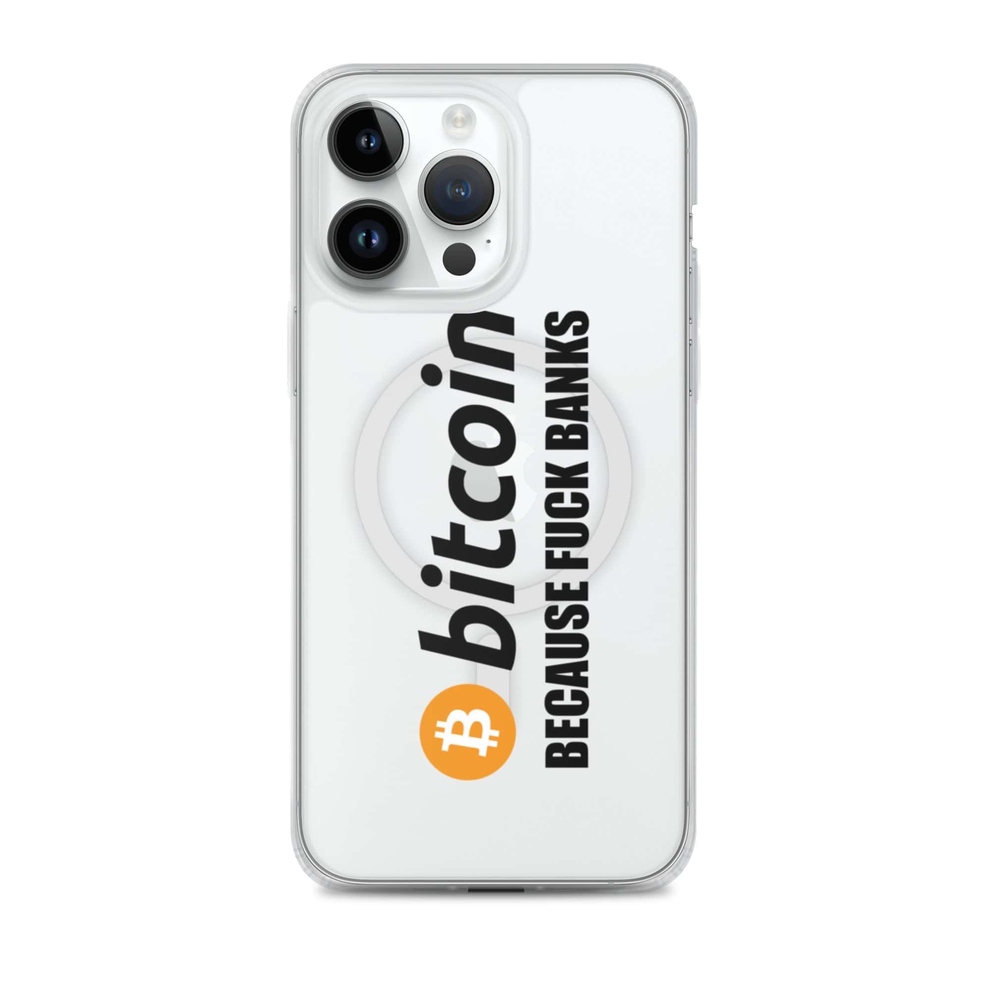 Cover Trasparente Resistente iPhone – Compatibile con Ricarica Wireless – Bitcoin Fuck Banks
