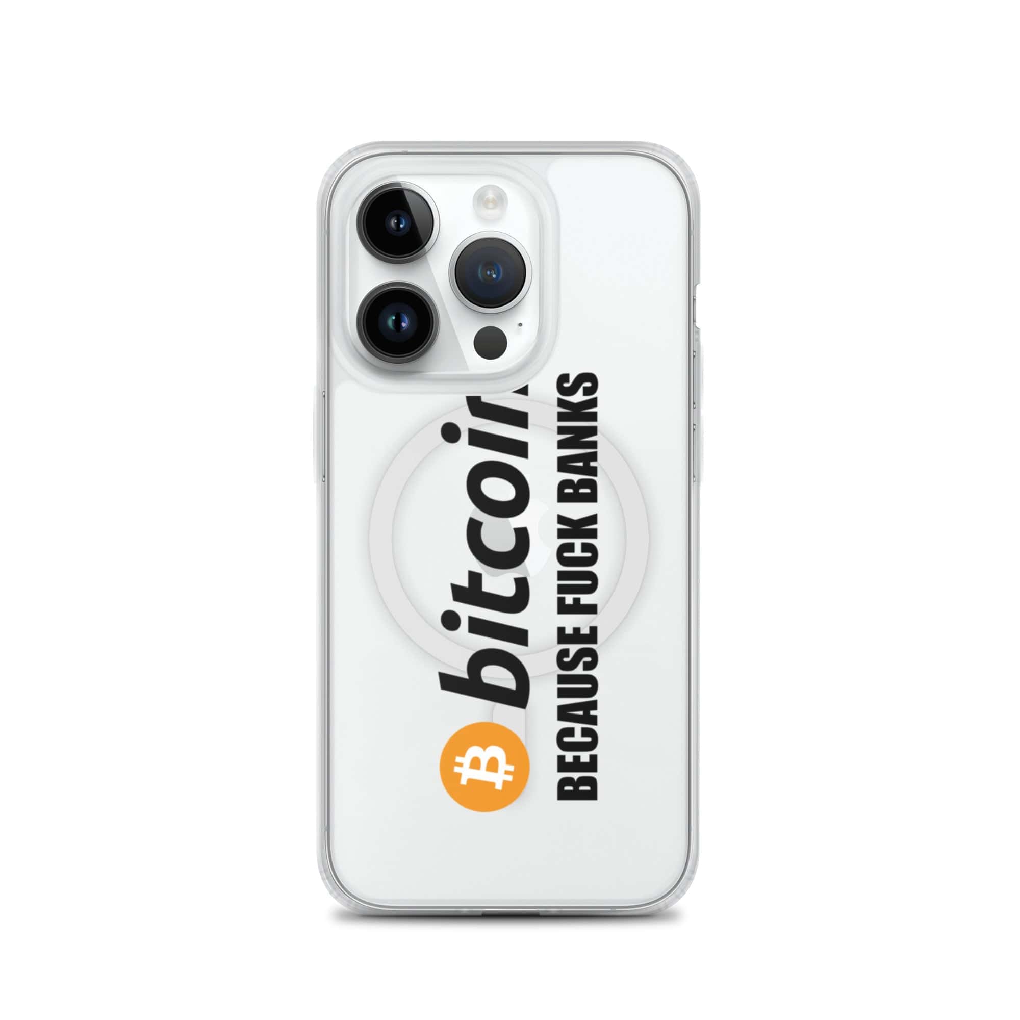 Cover Trasparente Resistente iPhone – Compatibile con Ricarica Wireless – Bitcoin Fuck Banks