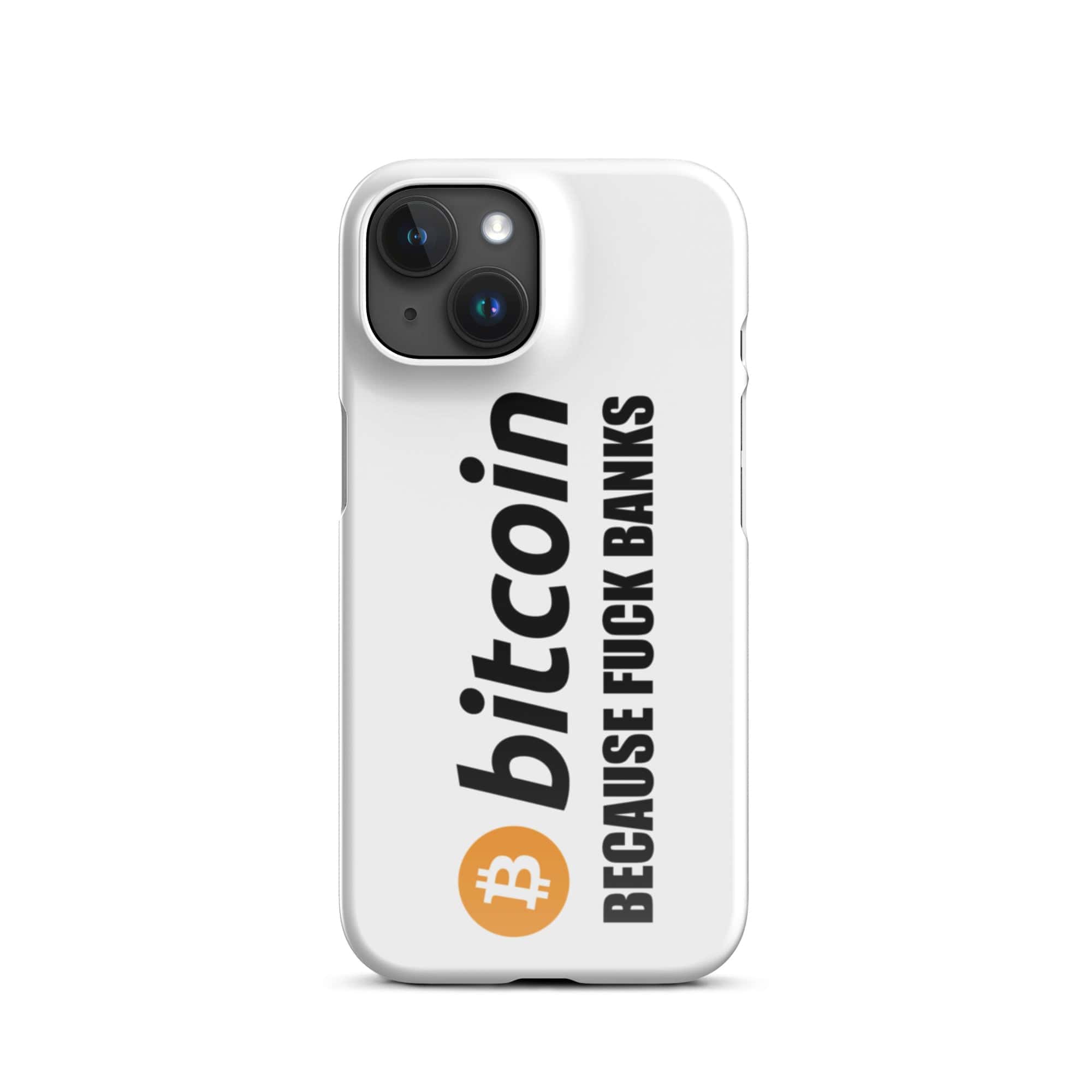 Cover iPhone Resistente – Compatibile con Ricarica Wireless – Design Bitcoin Fuck Banks-Biiply