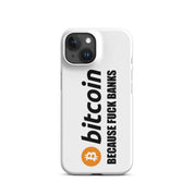 Cover iPhone Resistente – Compatibile con Ricarica Wireless – Design Bitcoin Fuck Banks-Biiply