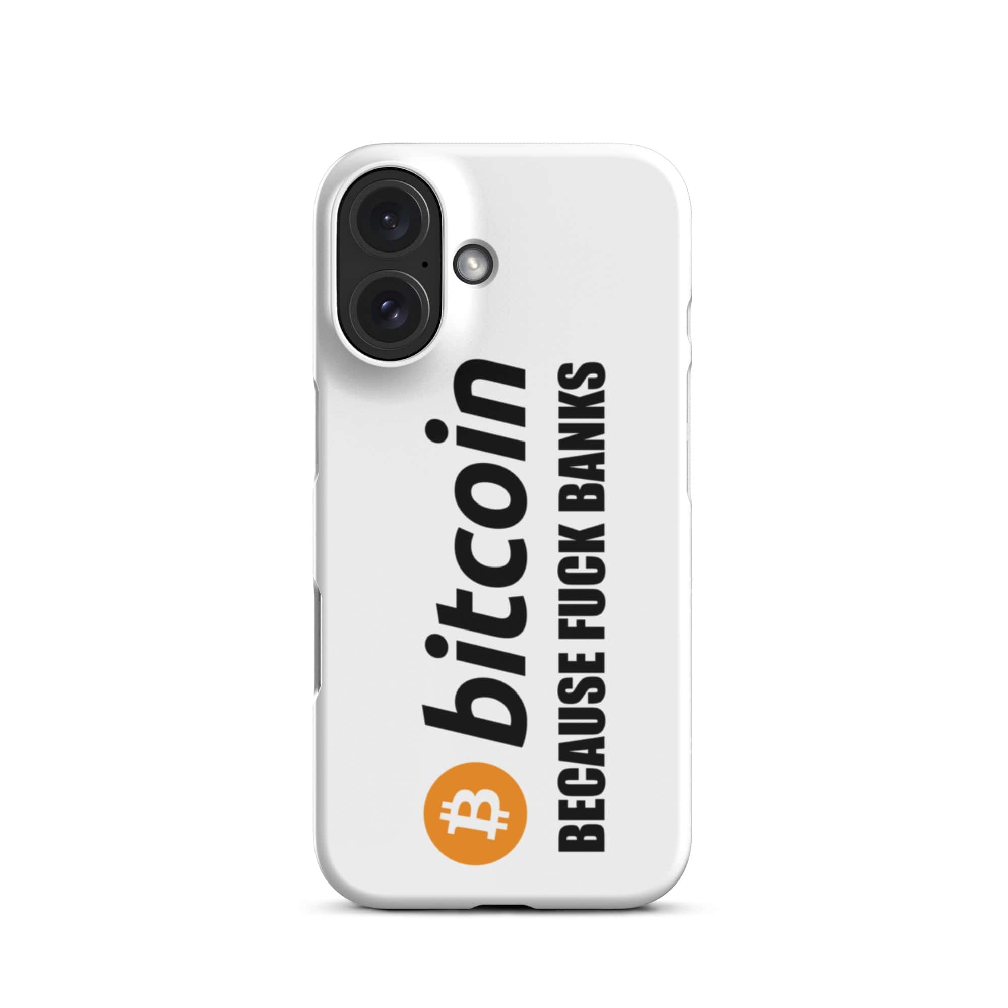 Cover iPhone Resistente – Compatibile con Ricarica Wireless – Design Bitcoin Fuck Banks-Biiply