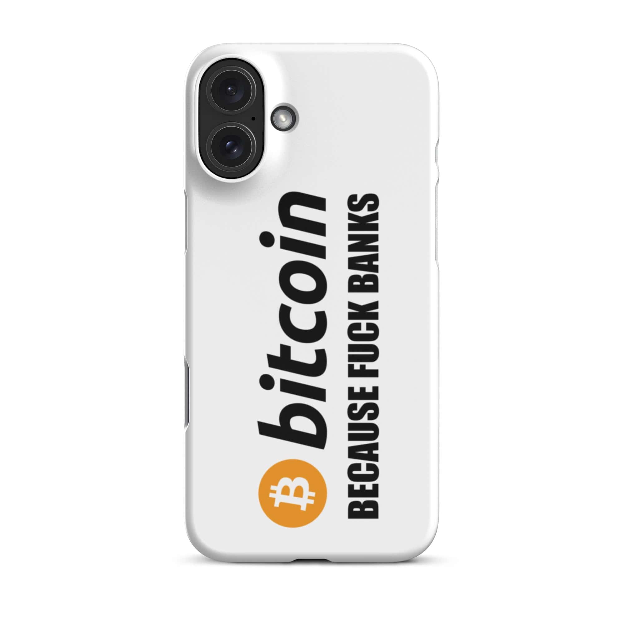 Cover iPhone Resistente – Compatibile con Ricarica Wireless – Design Bitcoin Fuck Banks-Biiply