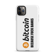 Cover iPhone Resistente – Compatibile con Ricarica Wireless – Design Bitcoin Fuck Banks-Biiply