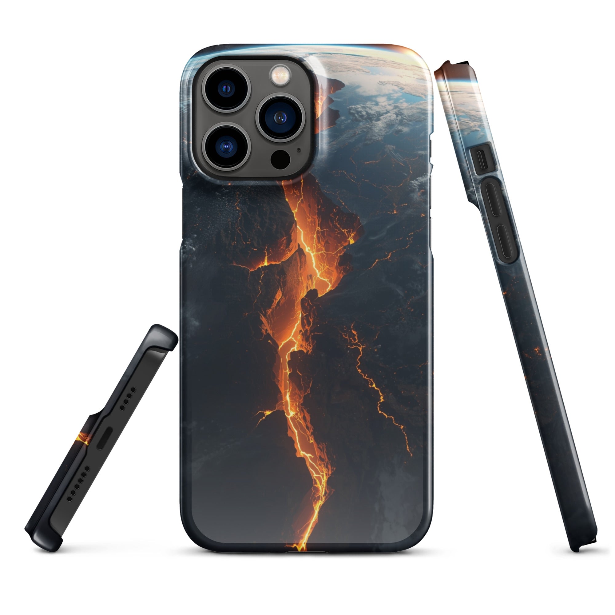 Cover iPhone Resistente – Compatibile con Ricarica Wireless – Design Crack in Planet Earth-Biiply
