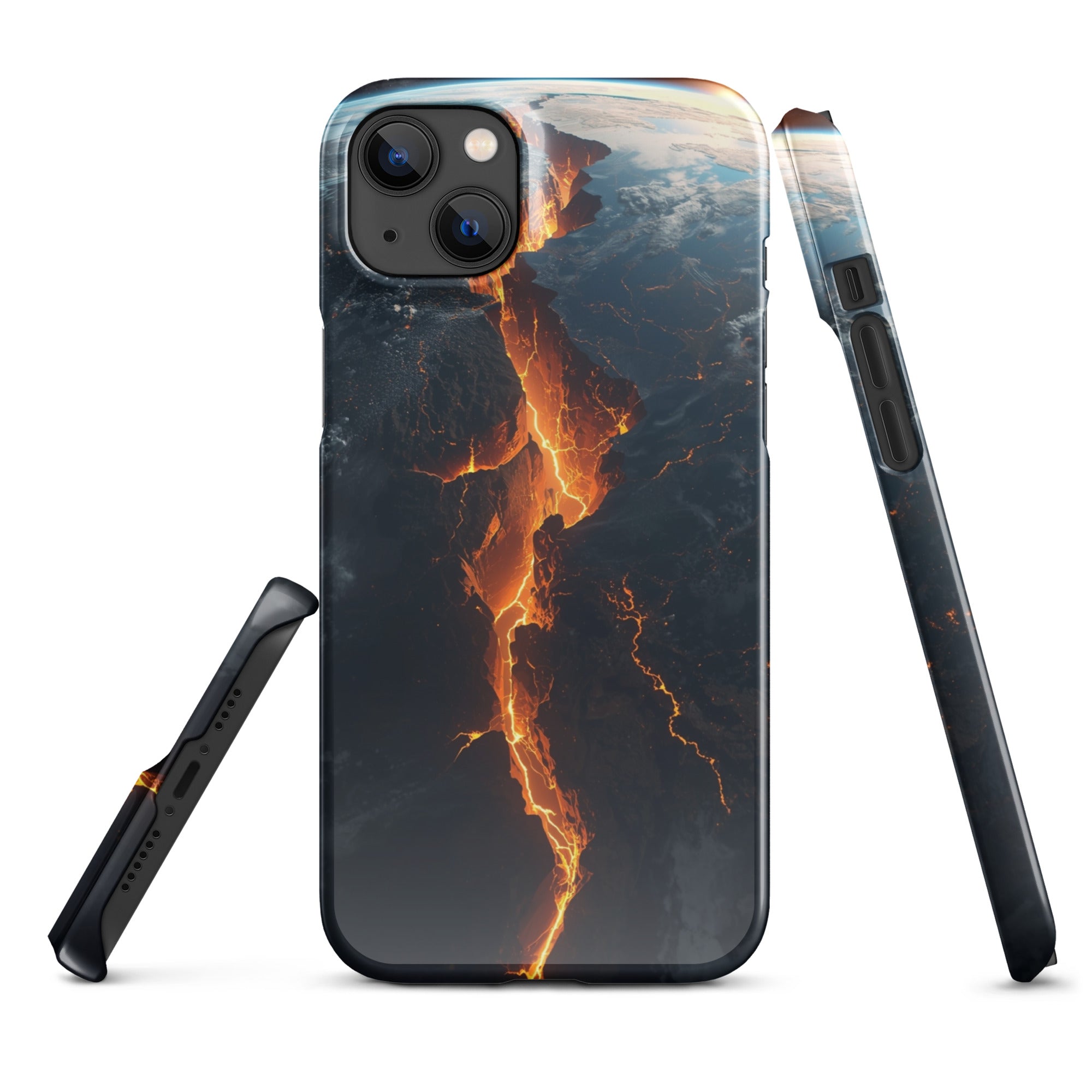Cover iPhone Resistente – Compatibile con Ricarica Wireless – Design Crack in Planet Earth-Biiply