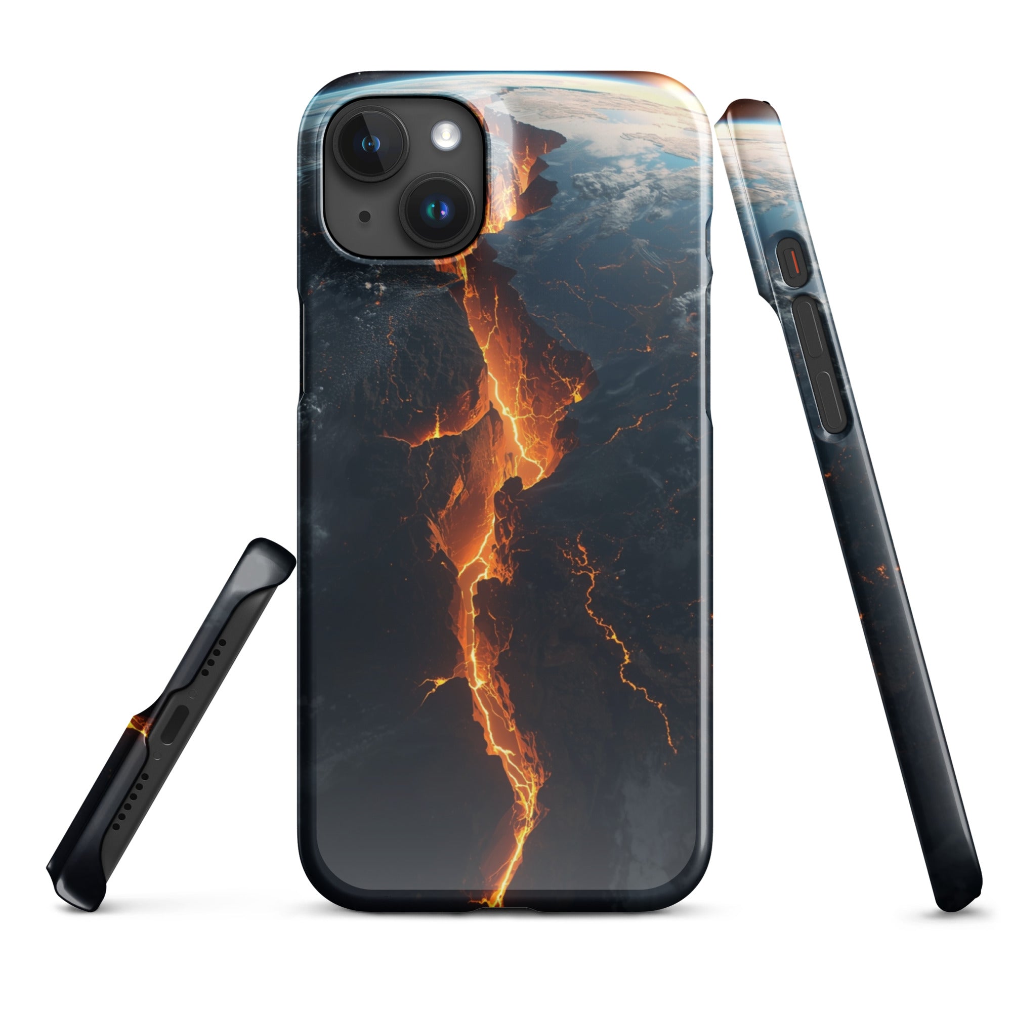 Cover iPhone Resistente – Compatibile con Ricarica Wireless – Design Crack in Planet Earth-Biiply