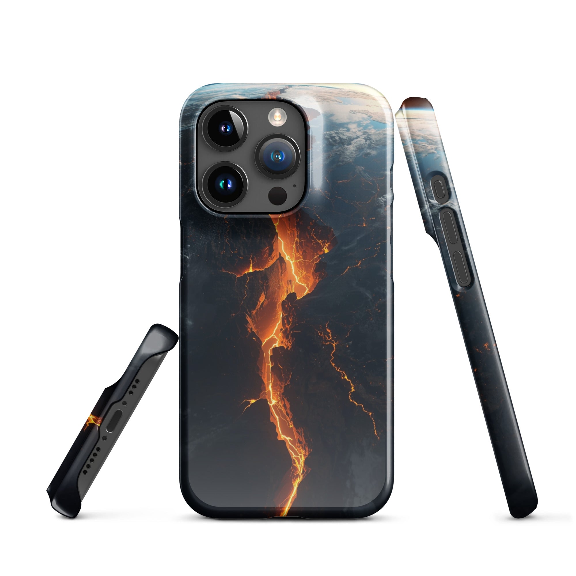 Cover iPhone Resistente – Compatibile con Ricarica Wireless – Design Crack in Planet Earth-Biiply