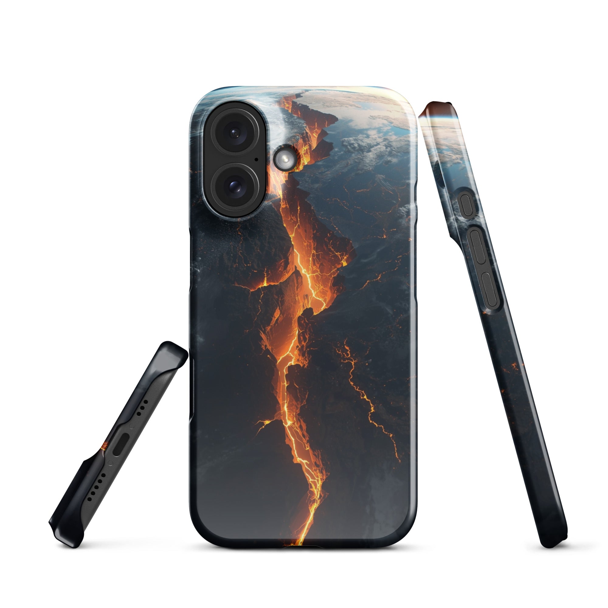 Cover iPhone Resistente – Compatibile con Ricarica Wireless – Design Crack in Planet Earth-Biiply