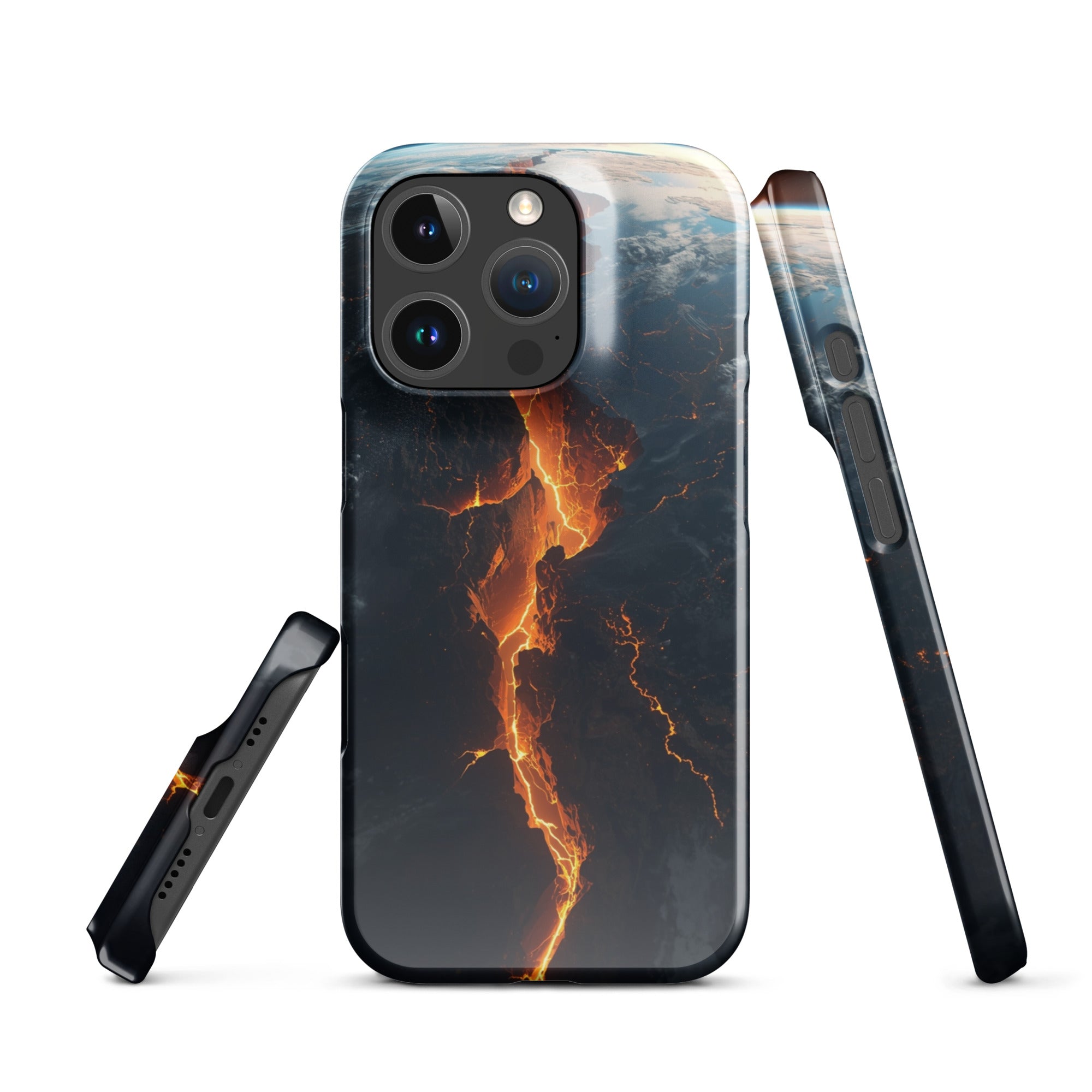 Cover iPhone Resistente – Compatibile con Ricarica Wireless – Design Crack in Planet Earth-Biiply