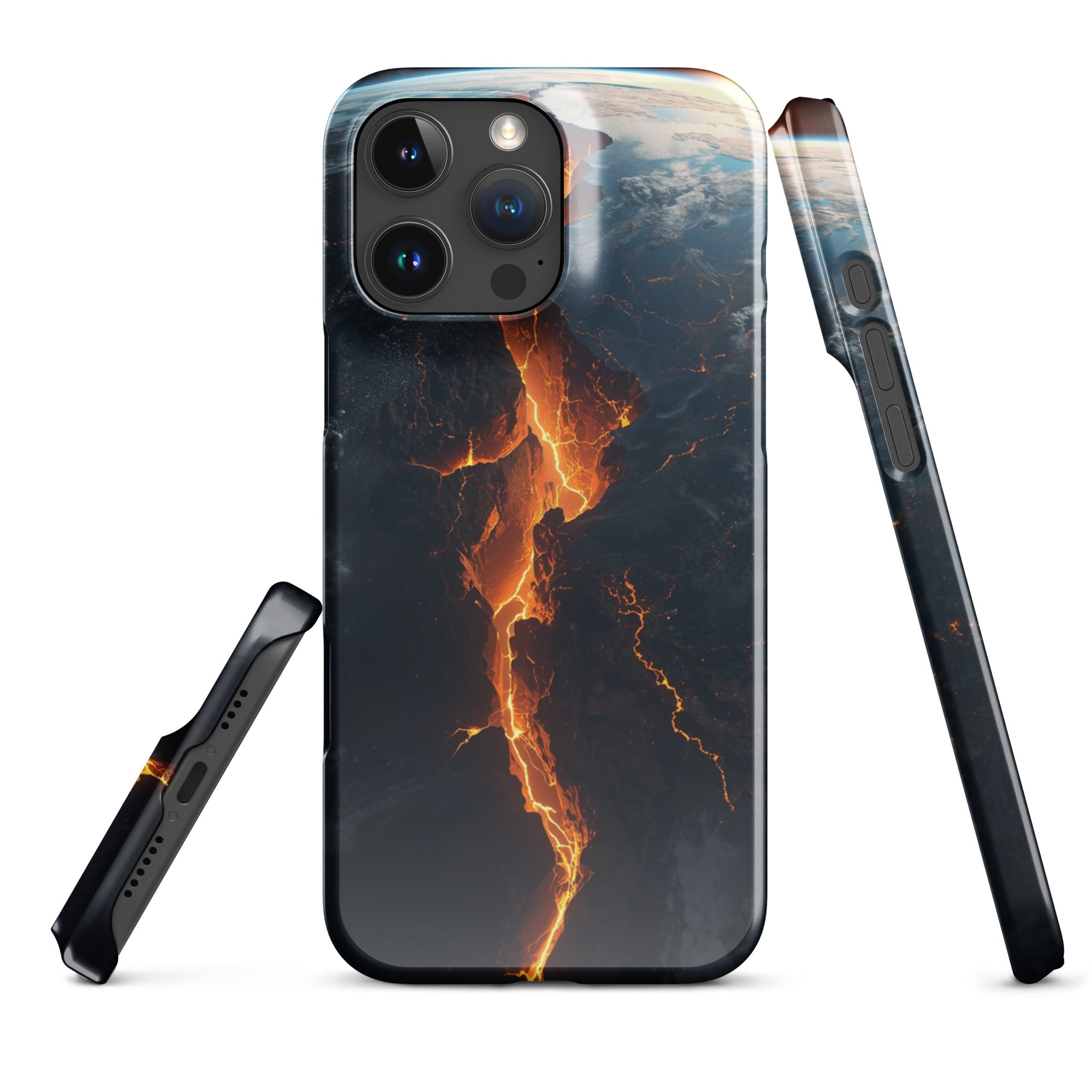 Cover iPhone Resistente – Compatibile con Ricarica Wireless – Design Crack in Planet Earth-Biiply