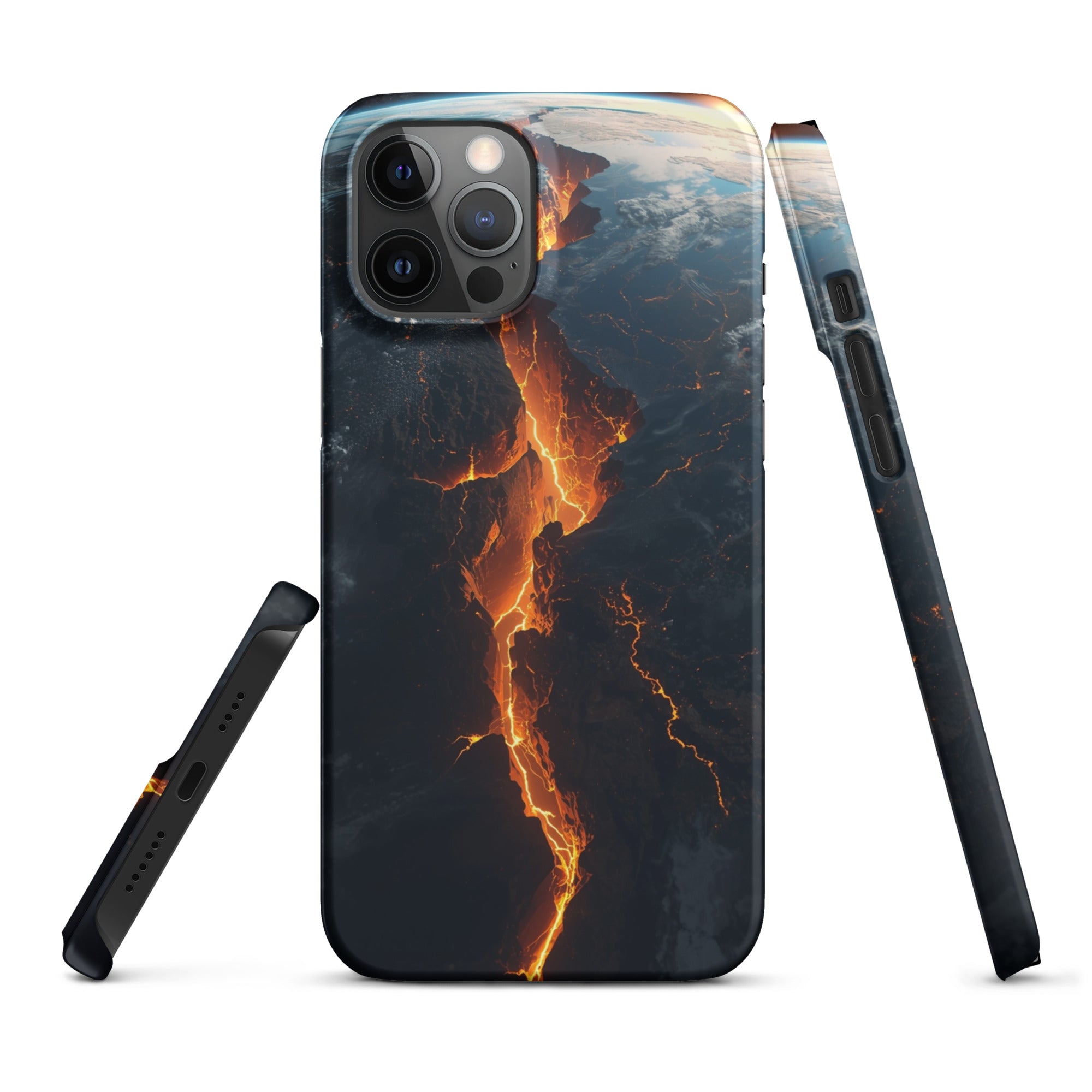 Cover iPhone Resistente – Compatibile con Ricarica Wireless – Design Crack in Planet Earth-Biiply