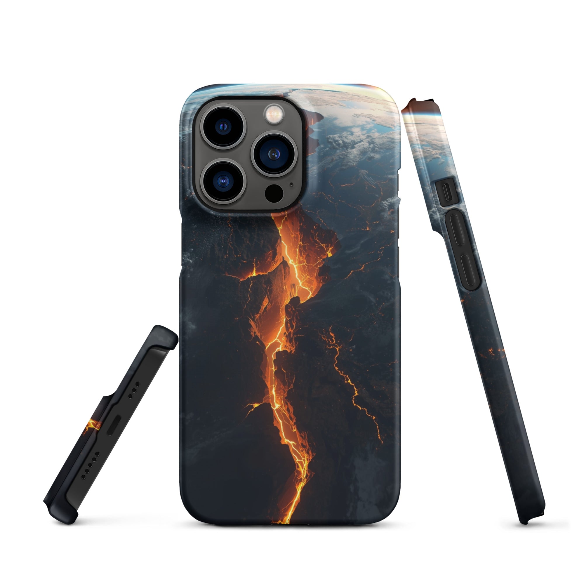 Cover iPhone Resistente – Compatibile con Ricarica Wireless – Design Crack in Planet Earth-Biiply