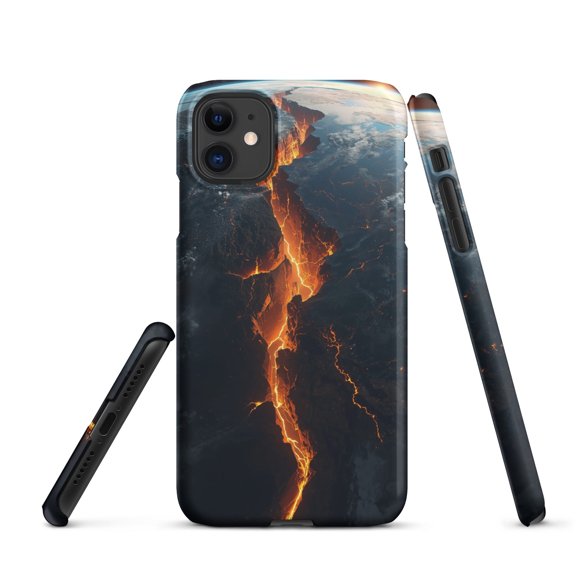 Cover iPhone Resistente – Compatibile con Ricarica Wireless – Design Crack in Planet Earth-Biiply