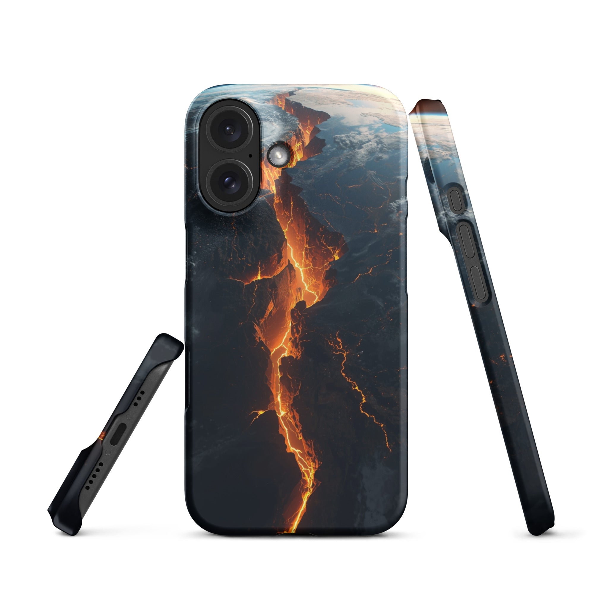 Cover iPhone Resistente – Compatibile con Ricarica Wireless – Design Crack in Planet Earth-Biiply